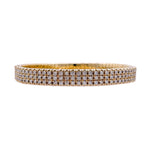 Jay Feder 18k Yellow Gold Diamond 3 Row Stretch Tennis Bangle Bracelet