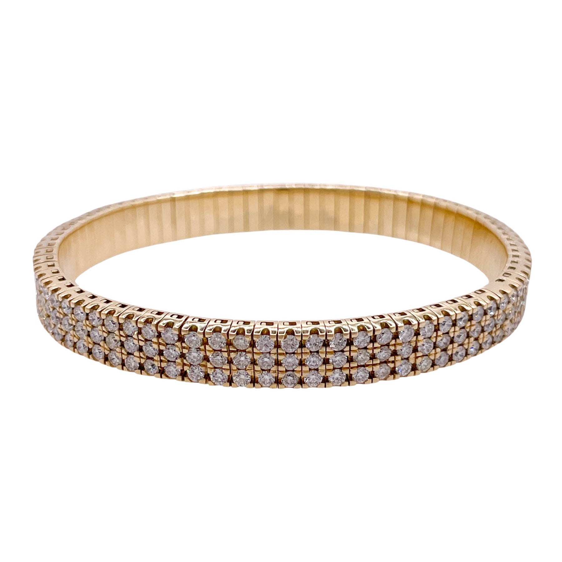 Jay Feder 18k Yellow Gold Diamond 3 Row Stretch Tennis