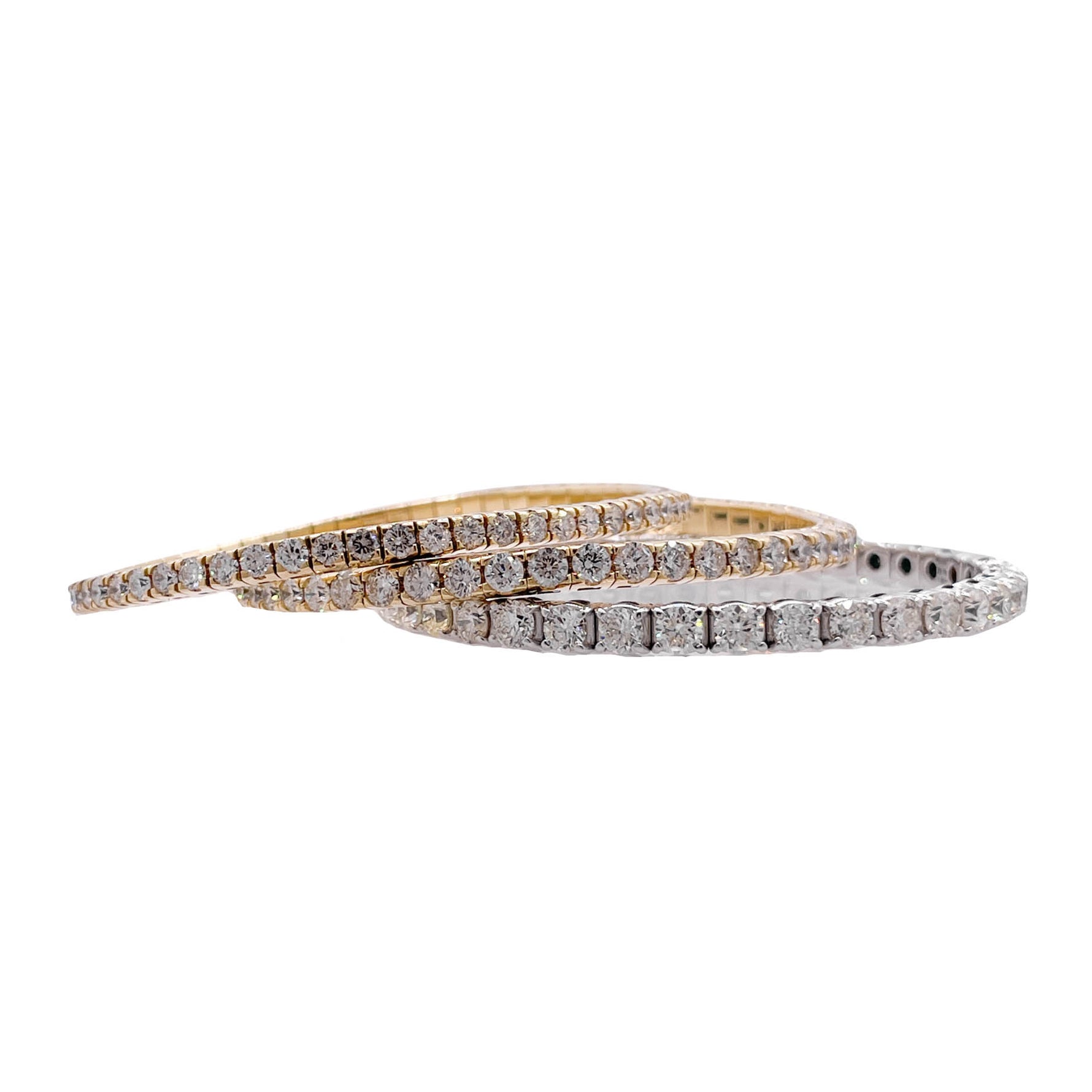 Jay Feder 18k White Gold Diamond Stretchy Tennis Bangle Bracelet