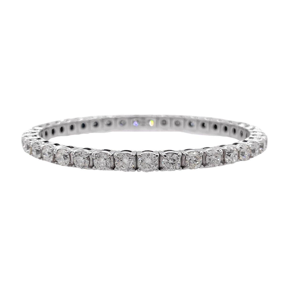 Jay Feder 18k White Gold Diamond Stretchy Tennis Bangle Bracelet