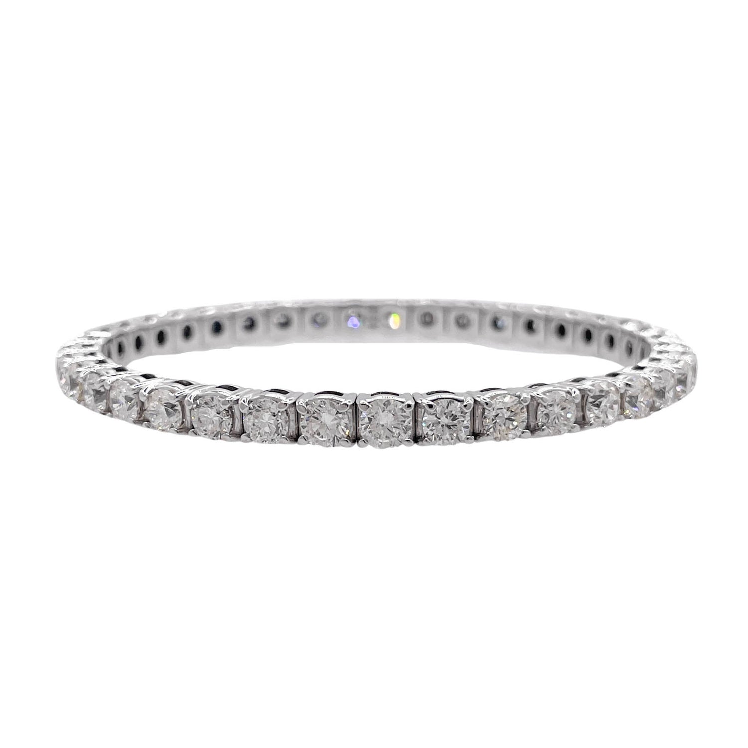 Jay Feder 18k White Gold Diamond Stretchy Tennis Bangle Bracelet