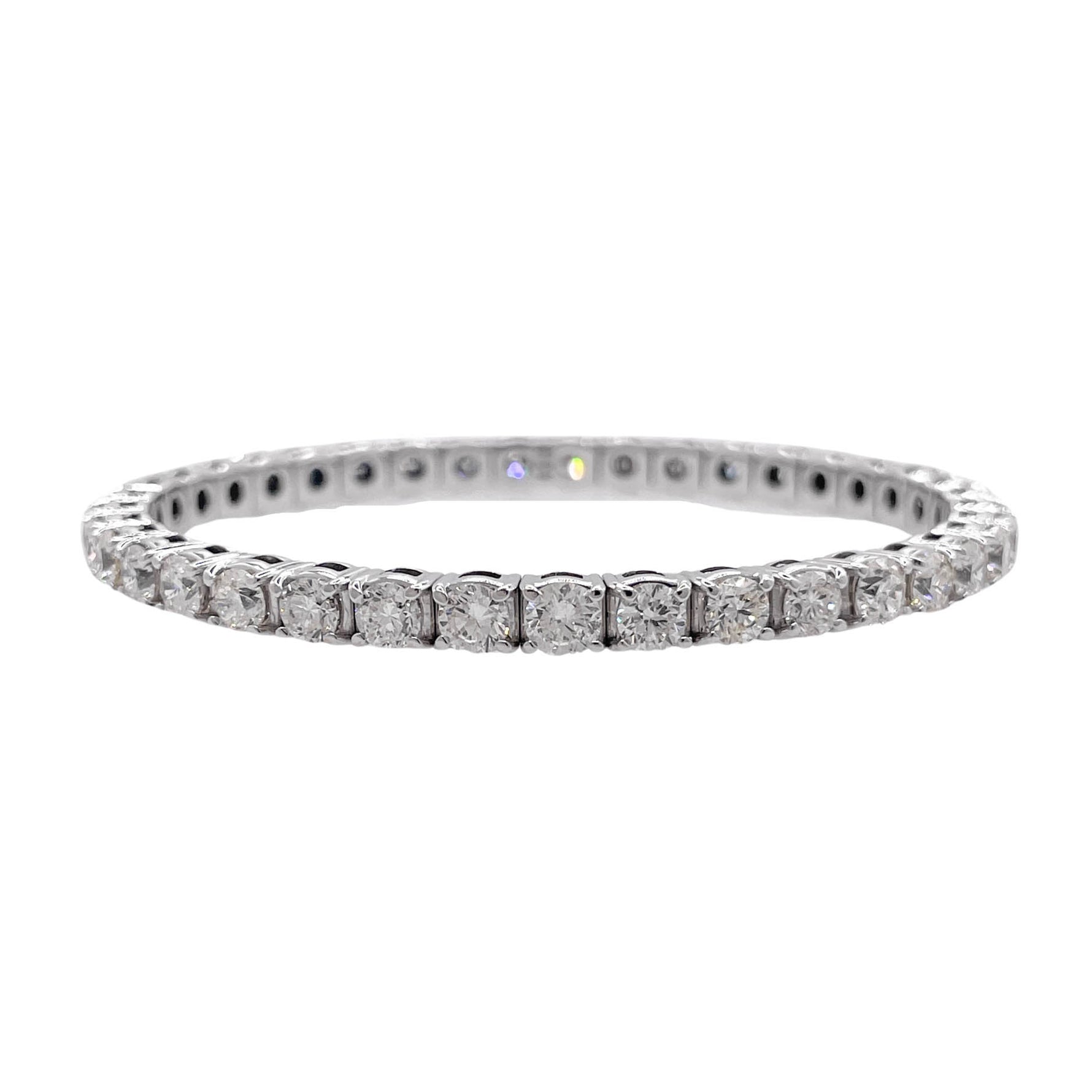 Jay Feder 18k White Gold Diamond Stretchy Tennis Bangle Bracelet