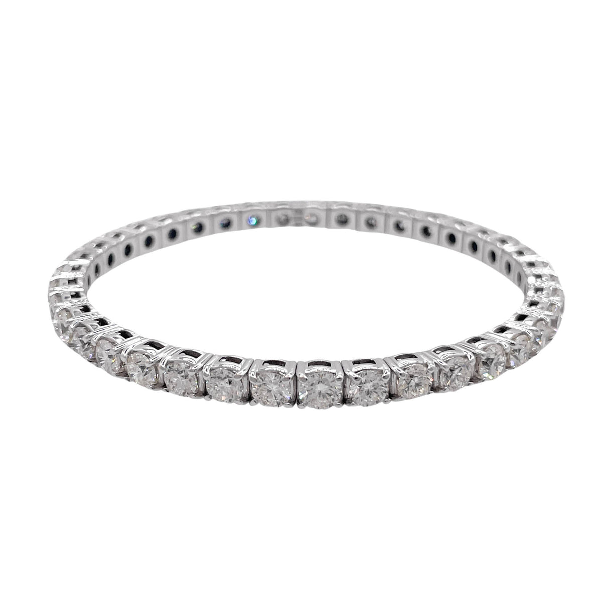 Jay Feder 18k White Gold Diamond Stretchy Tennis Bangle Bracelet