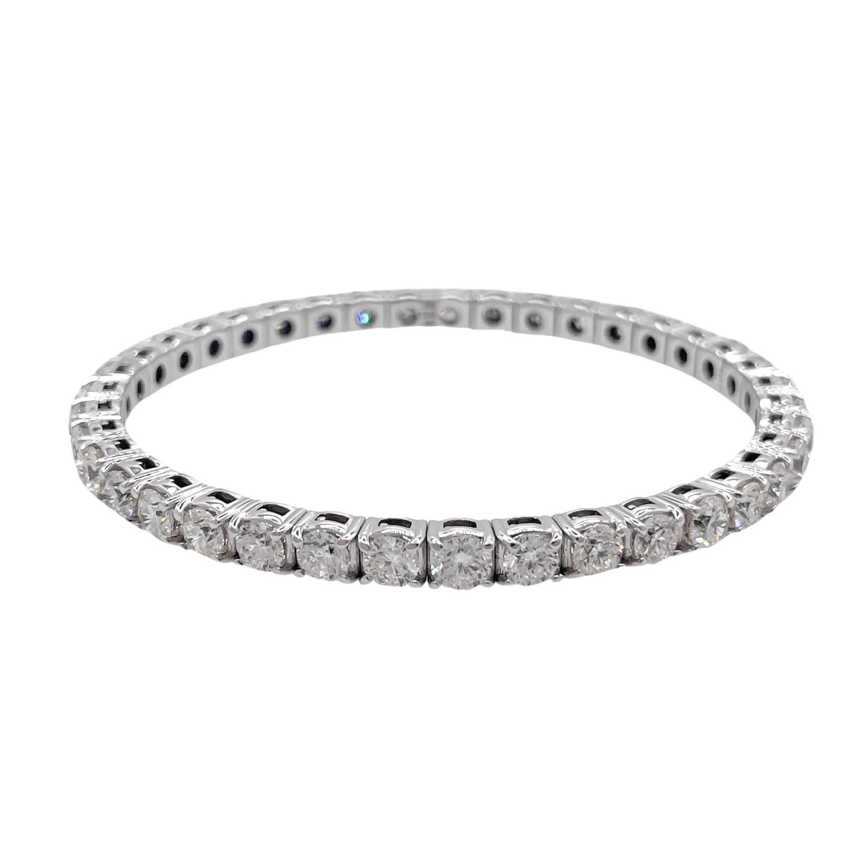Jay Feder 18k White Gold Diamond Stretchy Tennis Bangle Bracelet