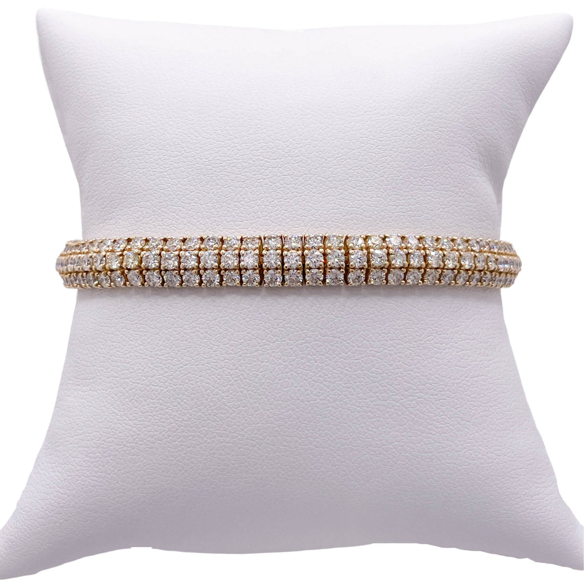 Jay Feder 14k Yellow Gold Diamond 3 Row Tennis Bracelet