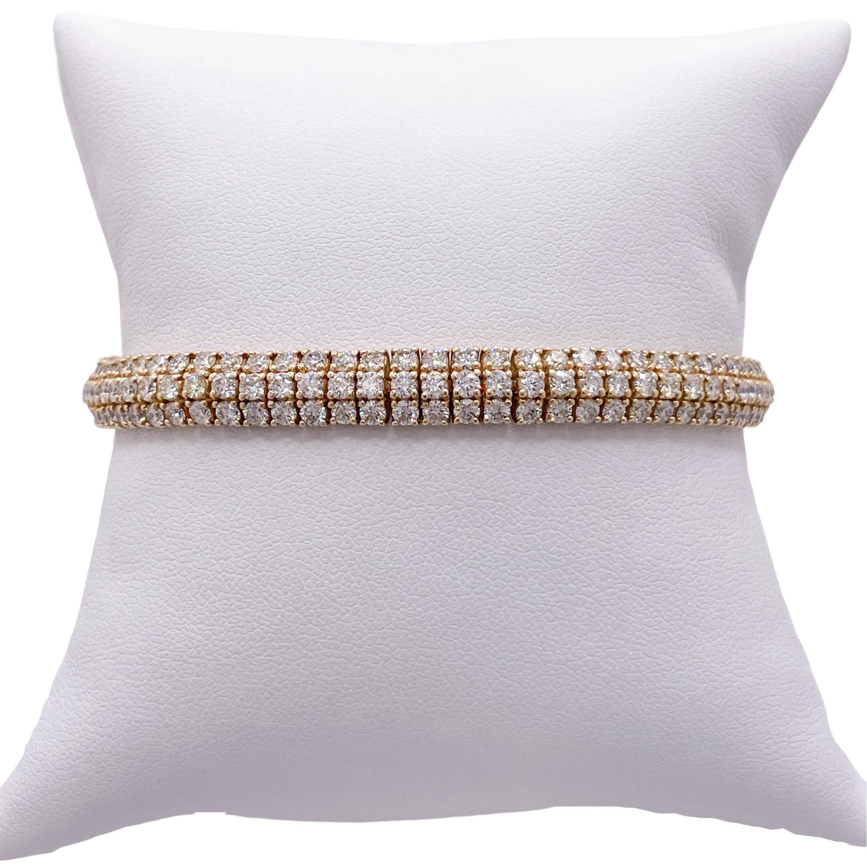 Jay Feder 14k Yellow Gold Diamond 3 Row Tennis Bracelet