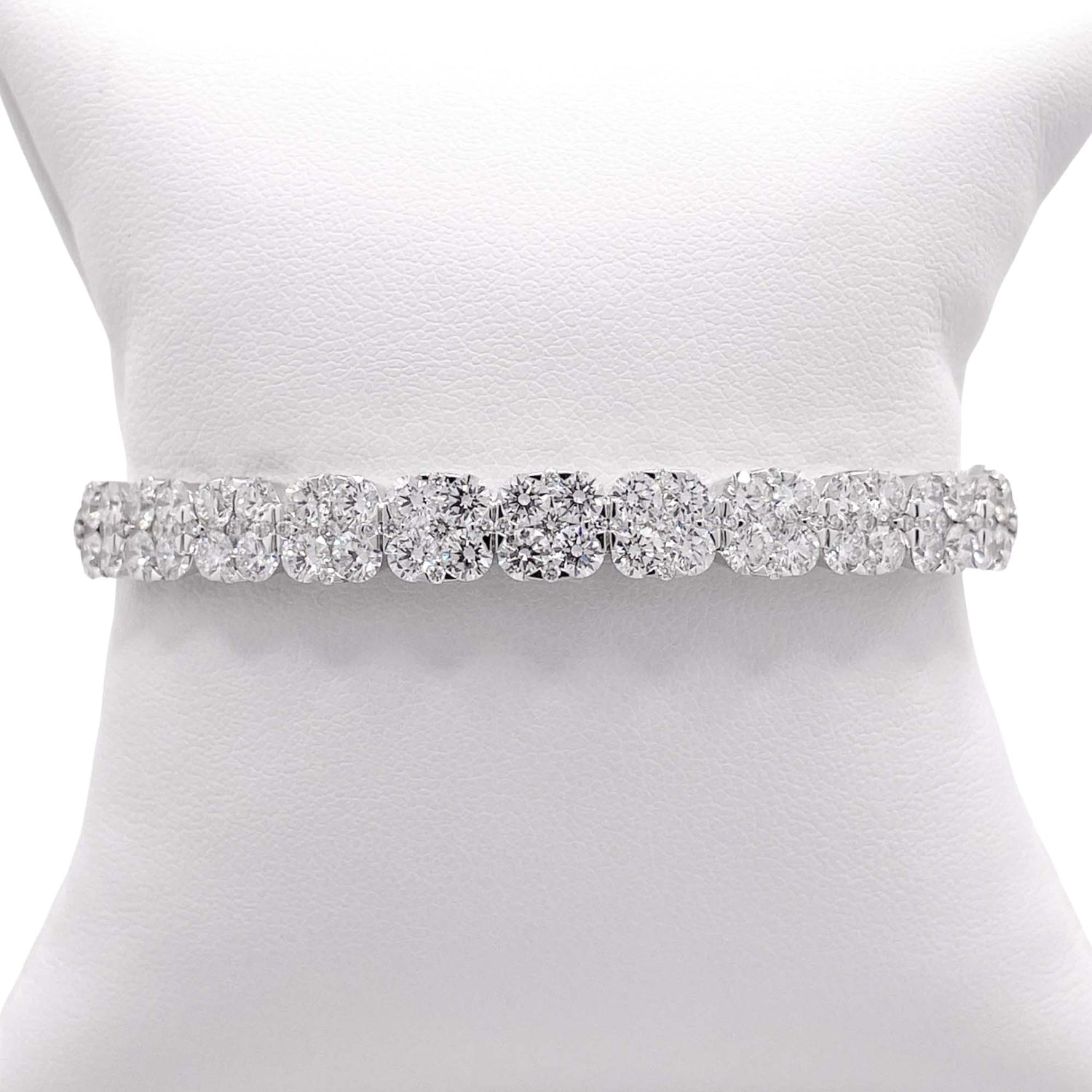 Jay Feder 18k White Gold Diamond Flower Cluster Bangle Bracelet