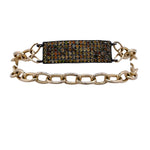 Jay Feder Silver Gold Plated Tourmaline ID Bracelet