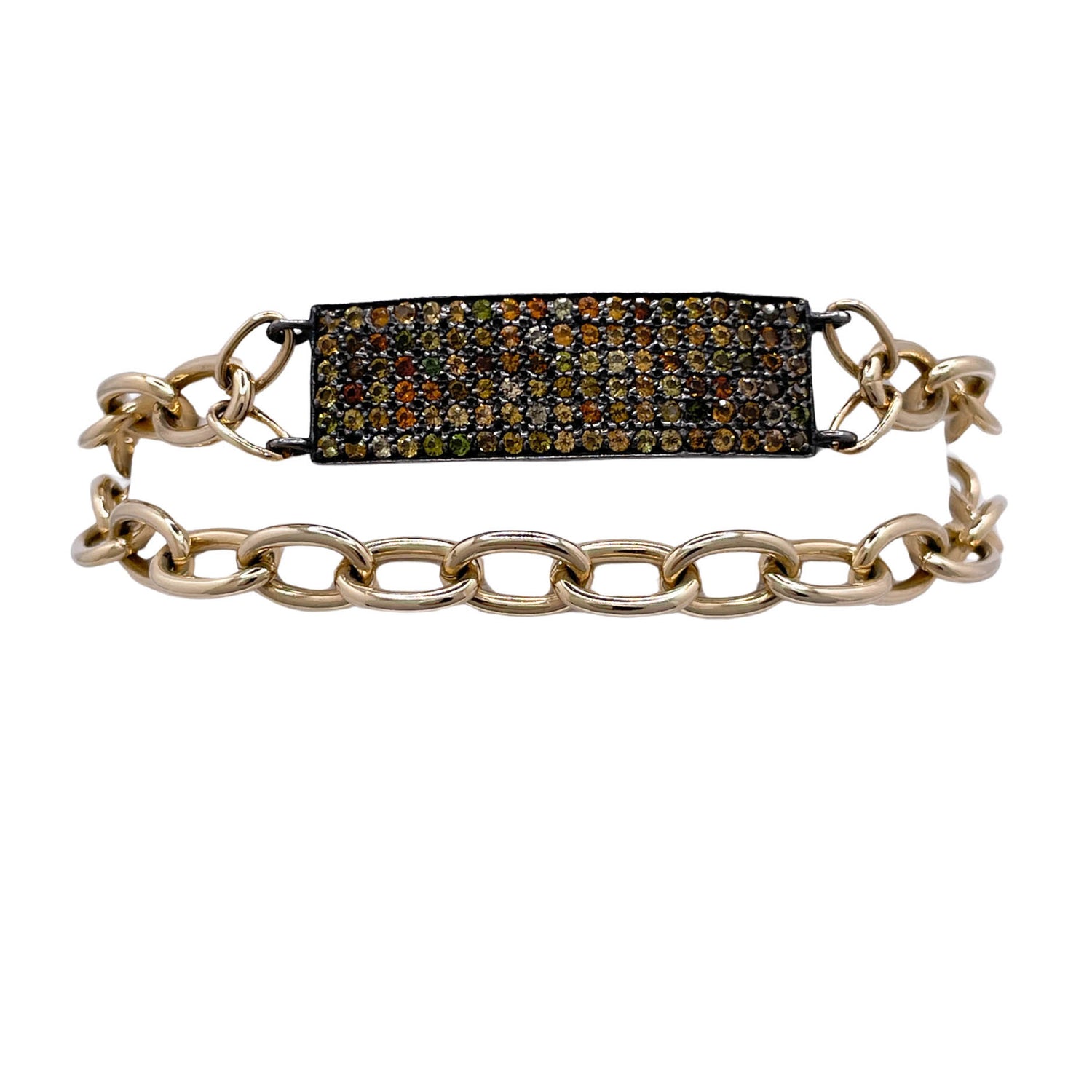 Jay Feder Silver Gold Plated Tourmaline ID Bracelet