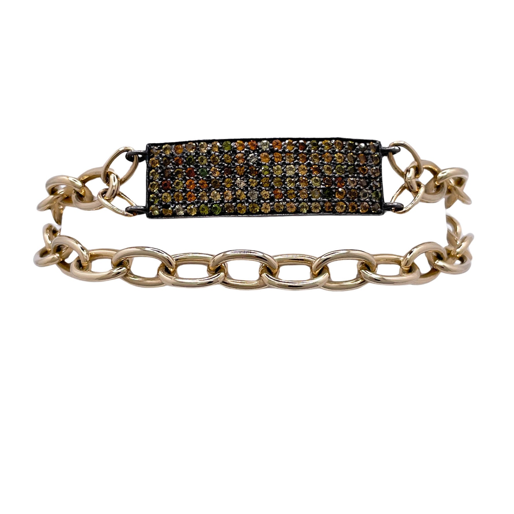 Jay Feder Silver Gold Plated Tourmaline ID Bracelet