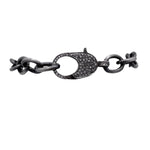 Jay Feder Silver Black Rhodium Large White Topaz Embellish Clasp Bracelet