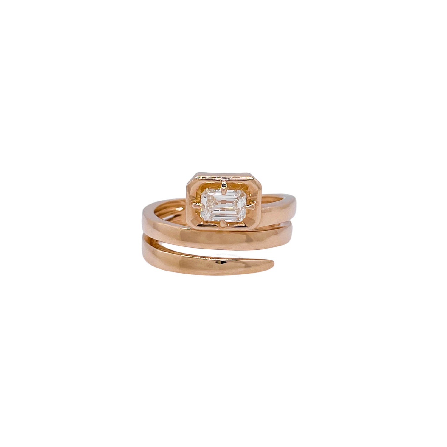 Jay Feder 14k Yellow Gold Emerald cut Diamond Wrap Ring