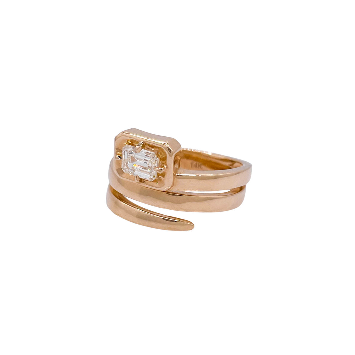 Jay Feder 14k Yellow Gold Emerald cut Diamond Wrap Ring