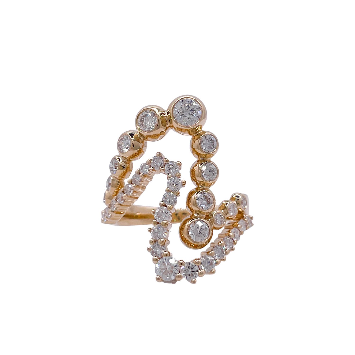 Jay Feder 14k Yellow Gold Diamond Bezel ZigZag Ring