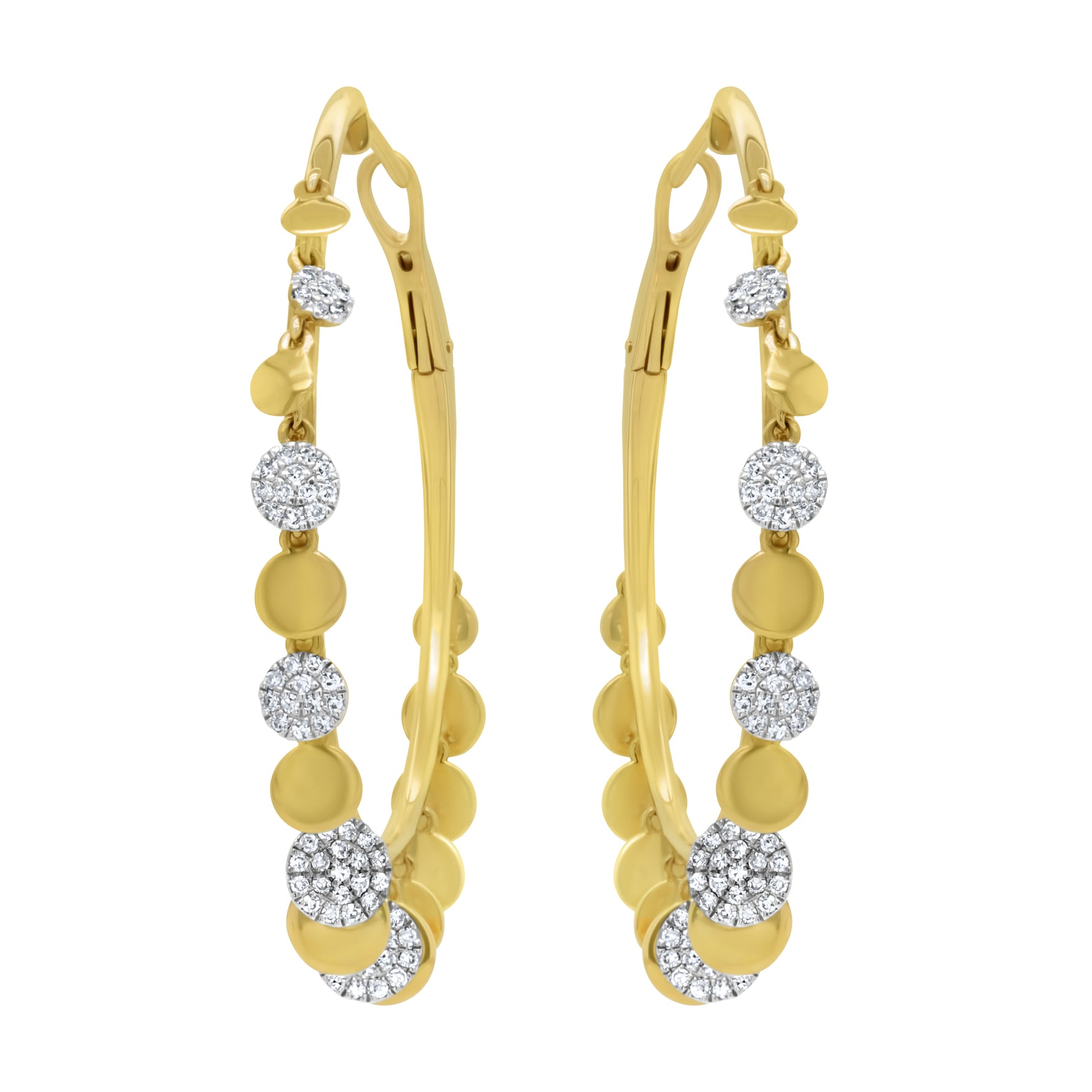 14K Yellow Gold Diamond Disk Hoop Earrings - Jay Feder Jewelers