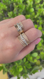 Jay Feder 14k Yellow Gold Round Diamond Bezel Set Satin Finish Band Ring