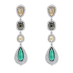 Jay Feder 18K White Gold Diamond Green Tourmaline 4 Drops Earrings