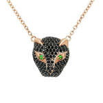 Jay Feder 14K Rose Gold Black Diamond Panther Necklace on Chain