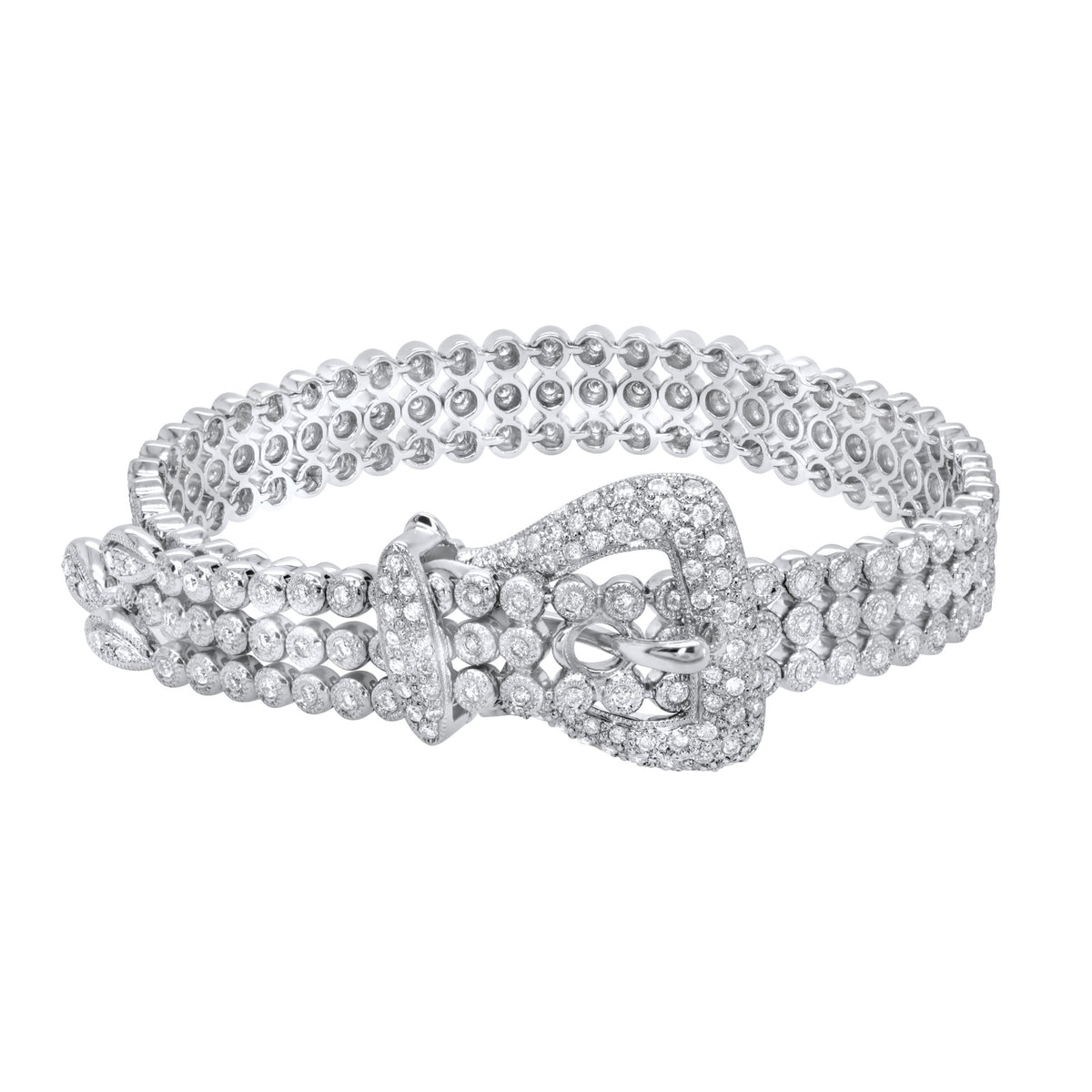 Jay Feder 18K White Gold Diamond "Belt" Bezel Set Bracelet