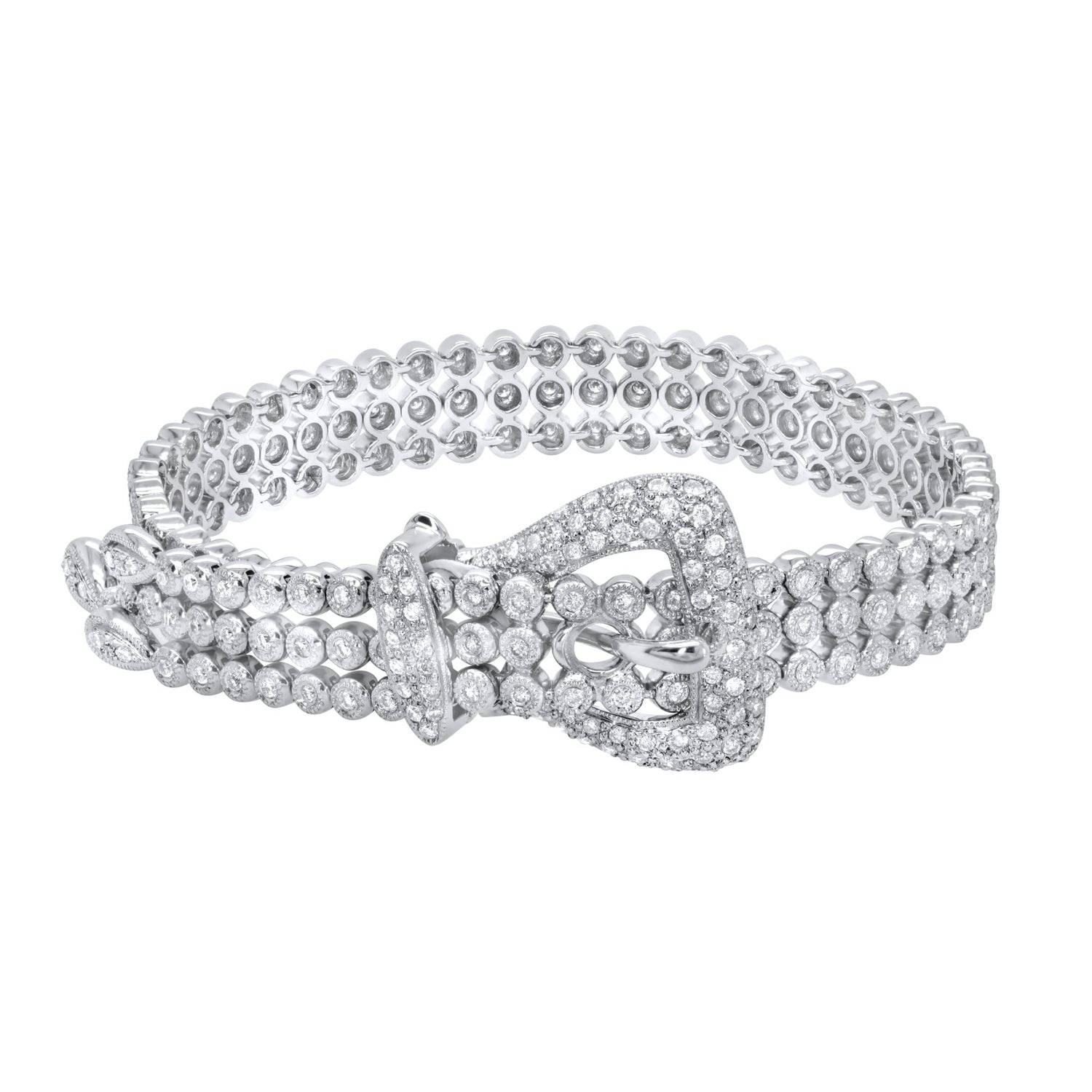 Jay Feder 18K White Gold Diamond "Belt" Bezel Set Bracelet