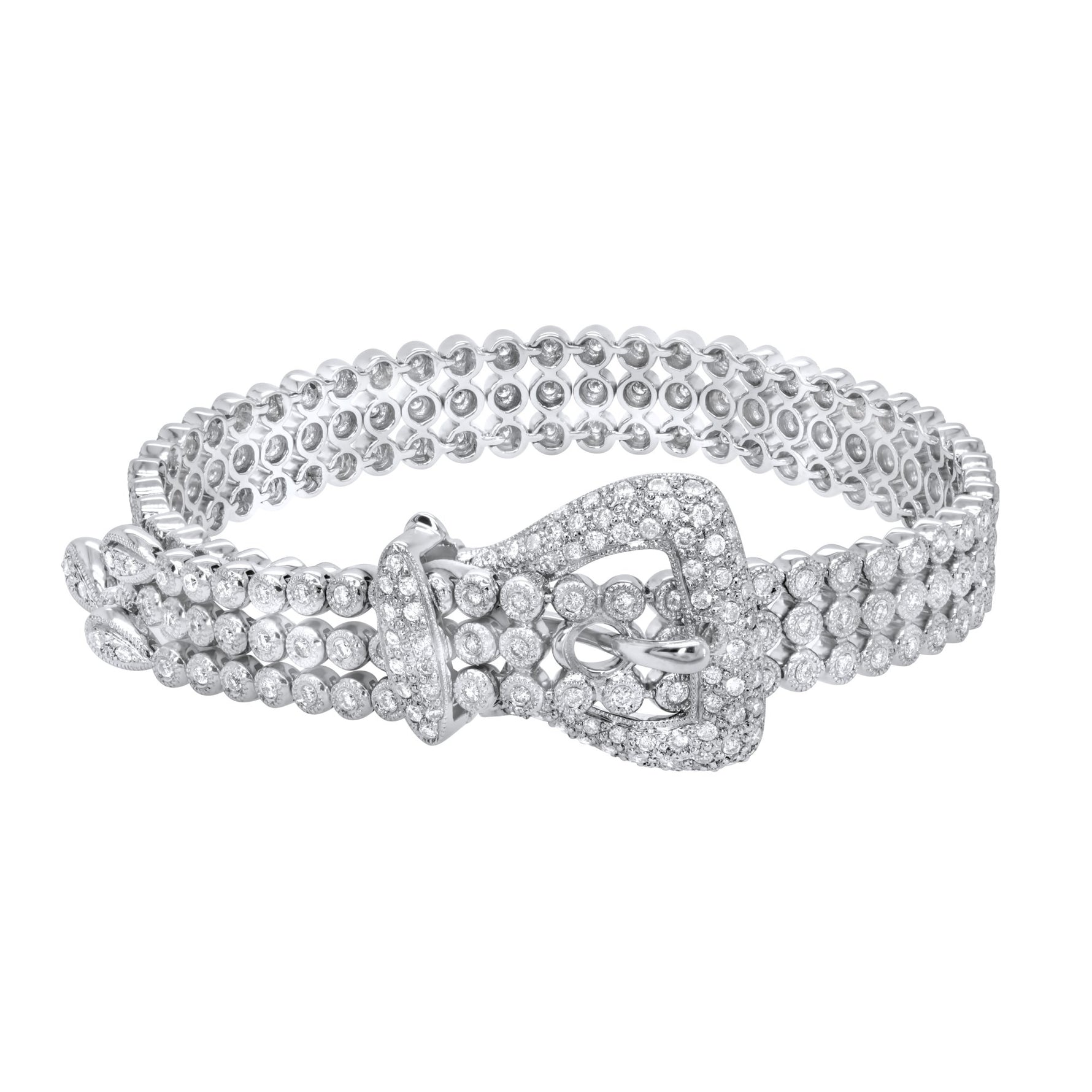 Jay Feder 18K White Gold Diamond "Belt" Bezel Set Bracelet