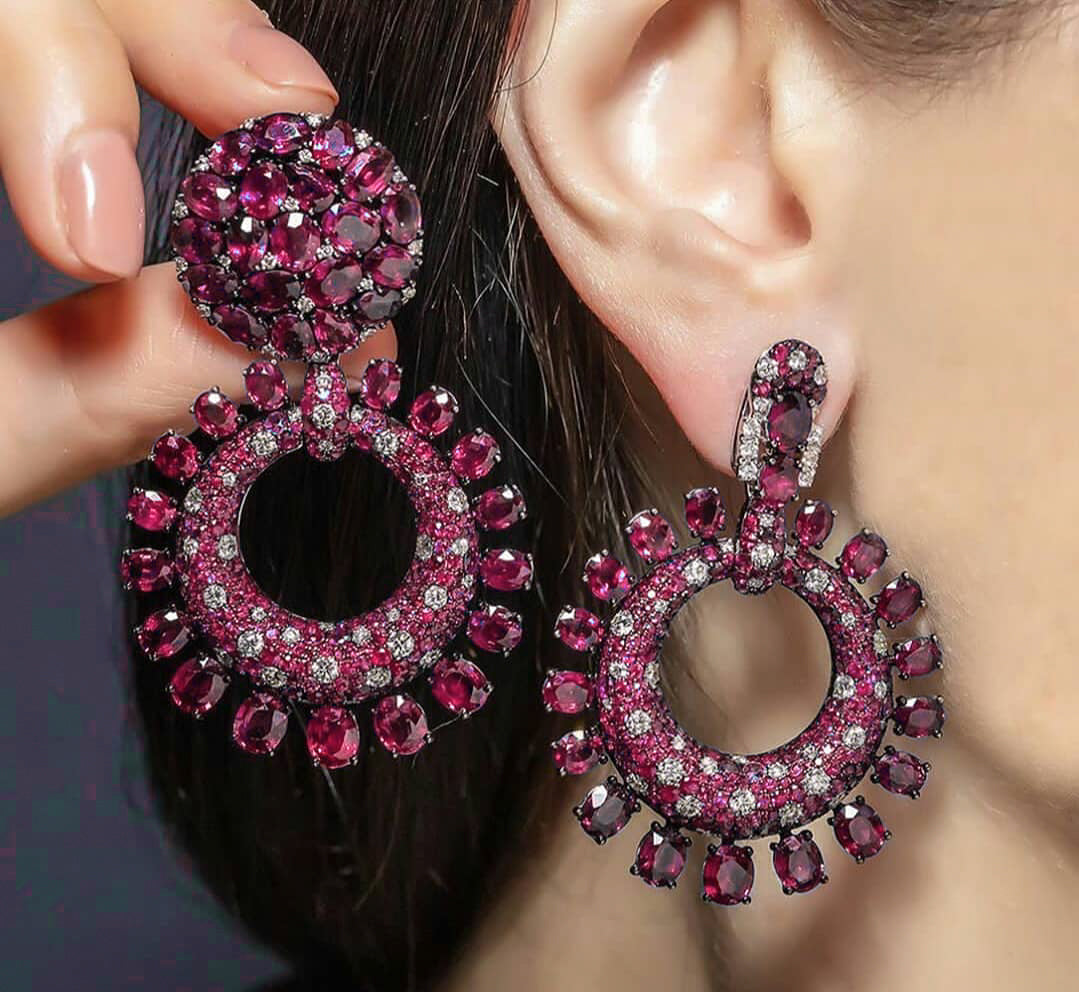 Sutra 18K Ruby diamond Earrings
