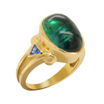 Jay Feder 18K Yellow Gold Green Tourmaline Cabochon Ring