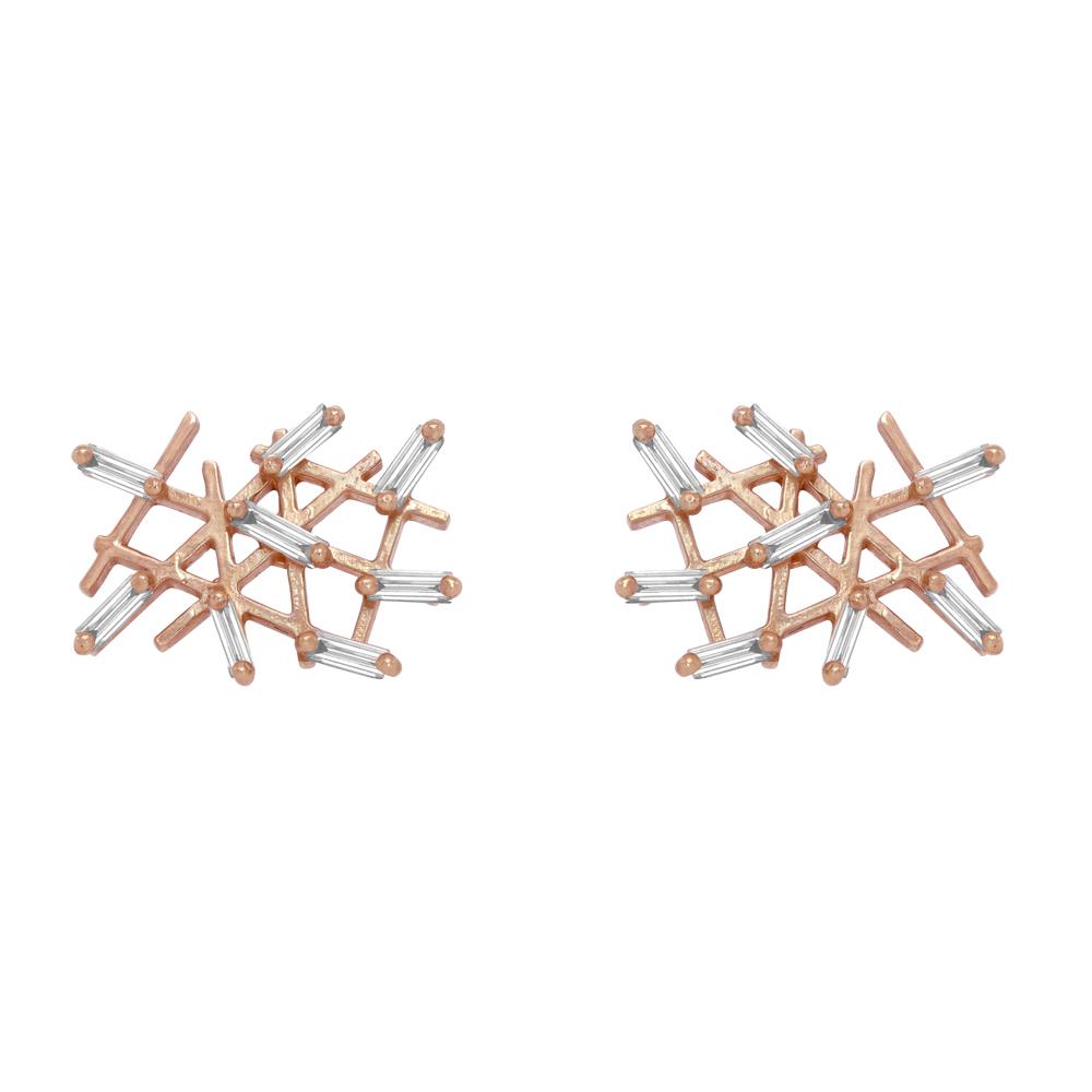 Suzanne Kalan 18K Rose Gold Baguette Diamond Post Earrings