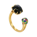 Laura Medine 18k Yellow gold Multi Colored Stone Diamond Open Ring