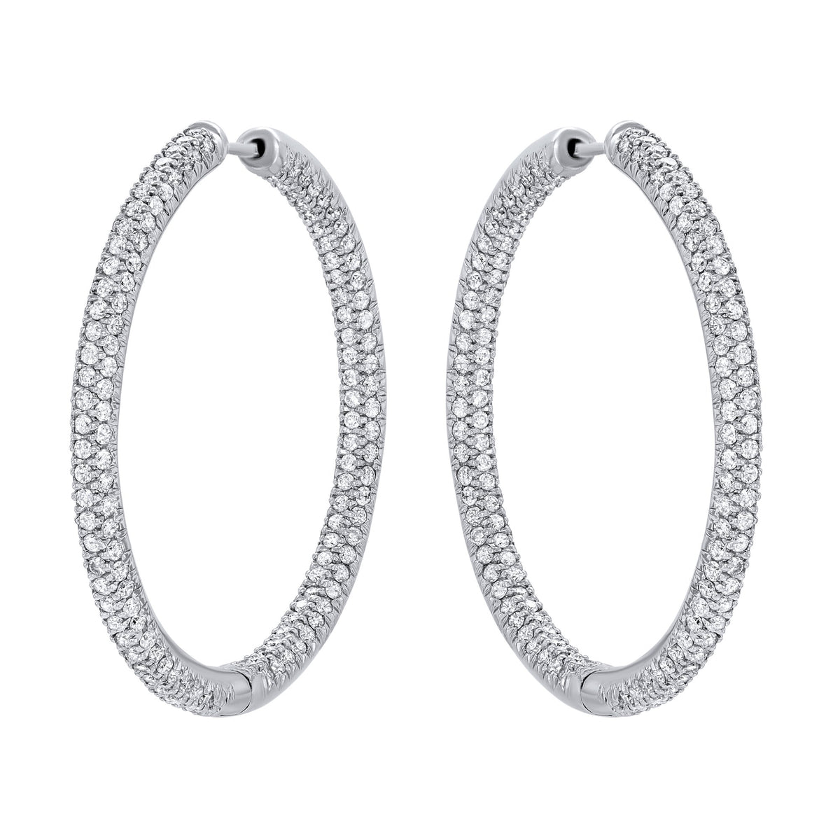 Jay Feder 18K White Gold Diamond H/SI2 Pave Hoops Earrings