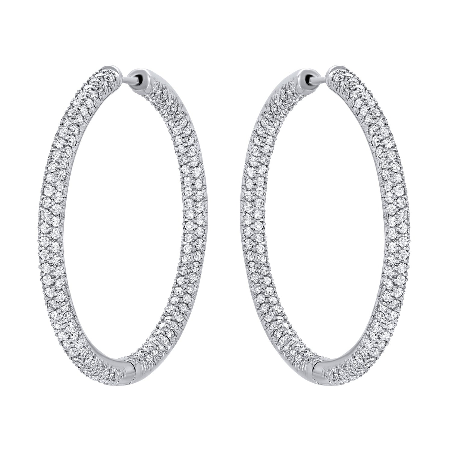 Jay Feder 18K White Gold Diamond H/SI2 Pave Hoops Earrings
