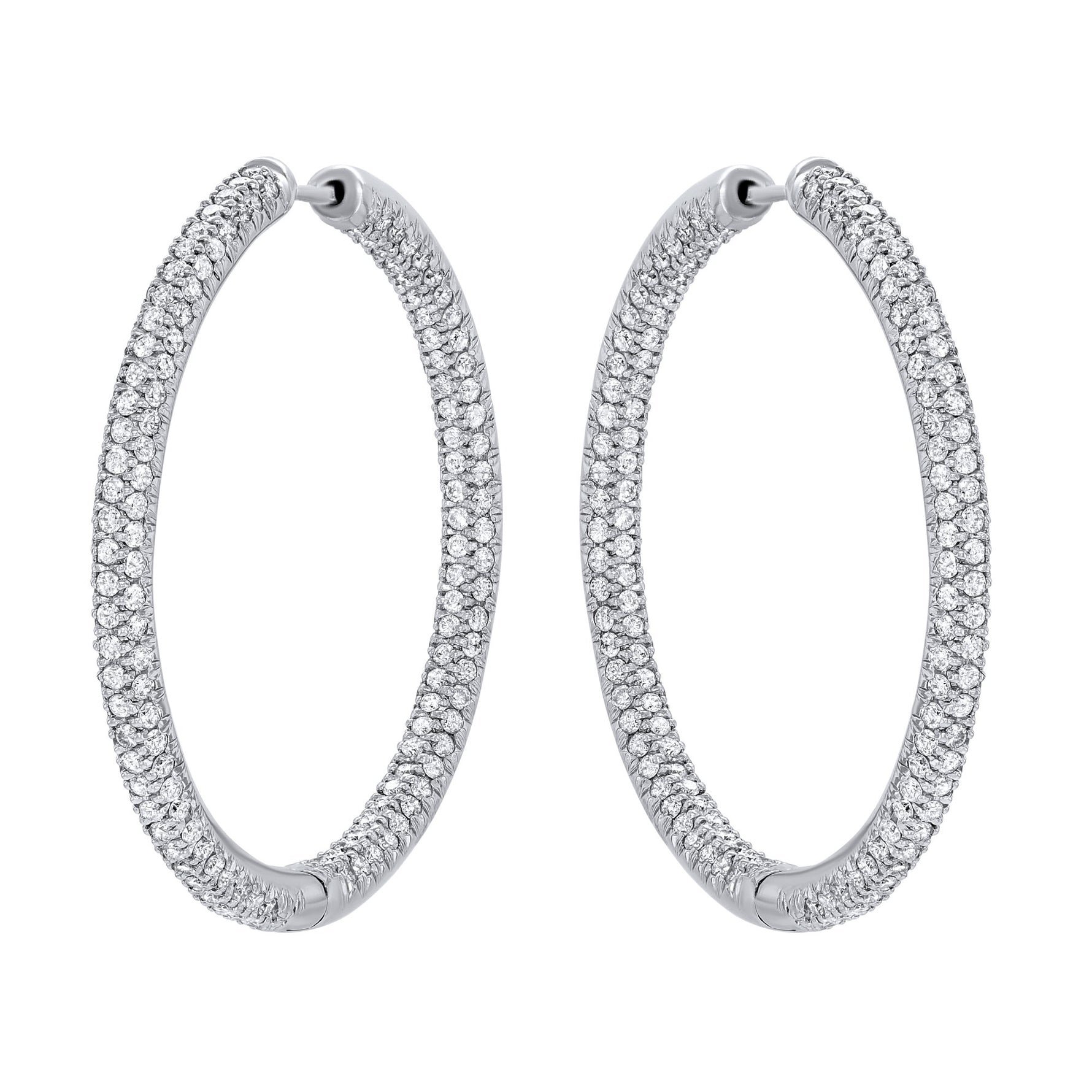 Jay Feder 18K White Gold Diamond H/SI2 Pave Hoops Earrings