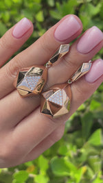 Sofragem 18k Rose Gold Diamond Geodome Drop Dangle Earrings