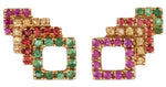 Khai Khai 18k yellow gold Multi colored Stacked Square Aztec Earrings