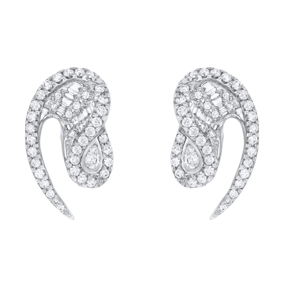 Kavant & Sharart 18K white gold diamond Talay Wave Earrings