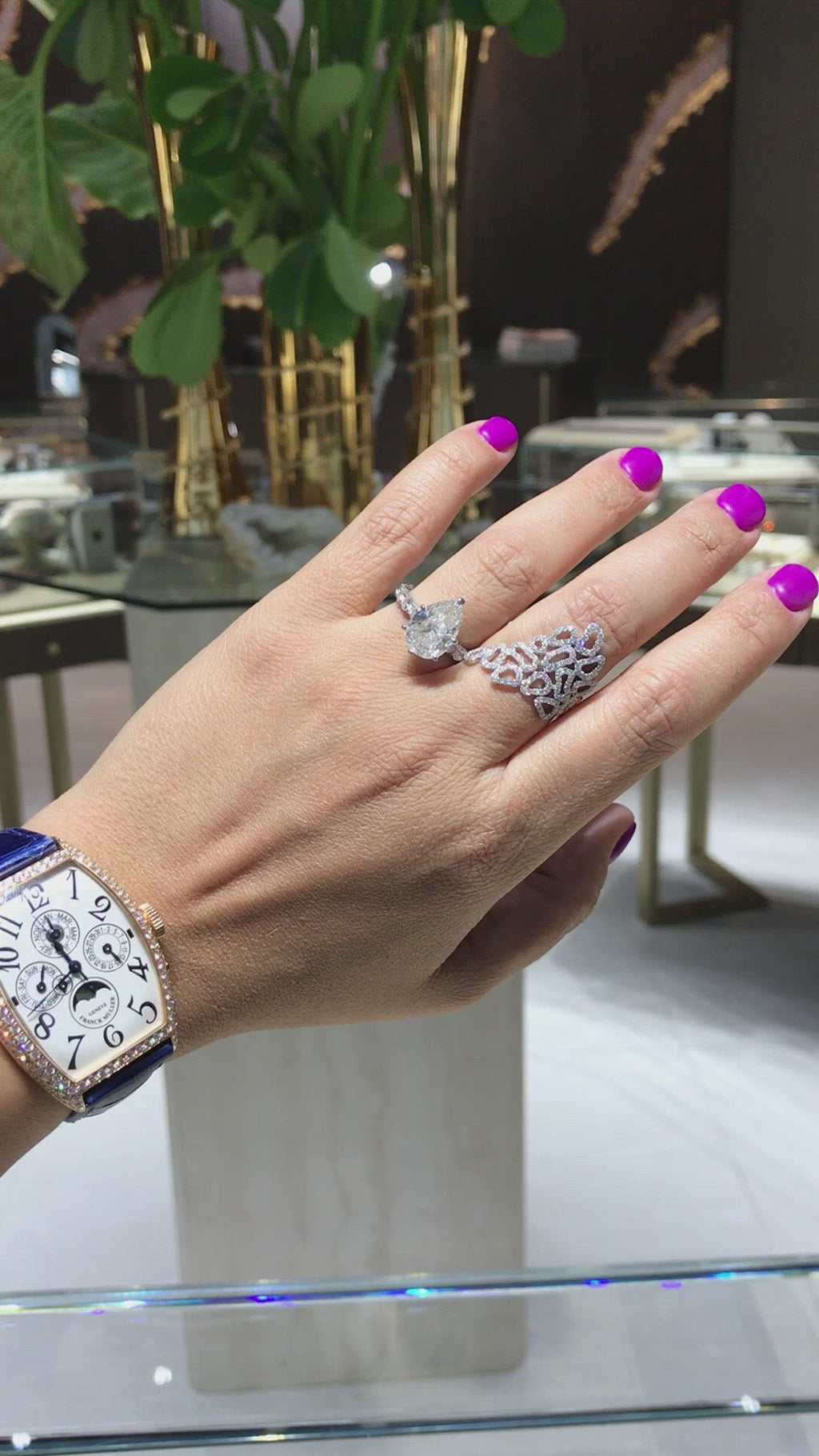 Jay Feder 18k white gold diamond Open Sided Abstract Band