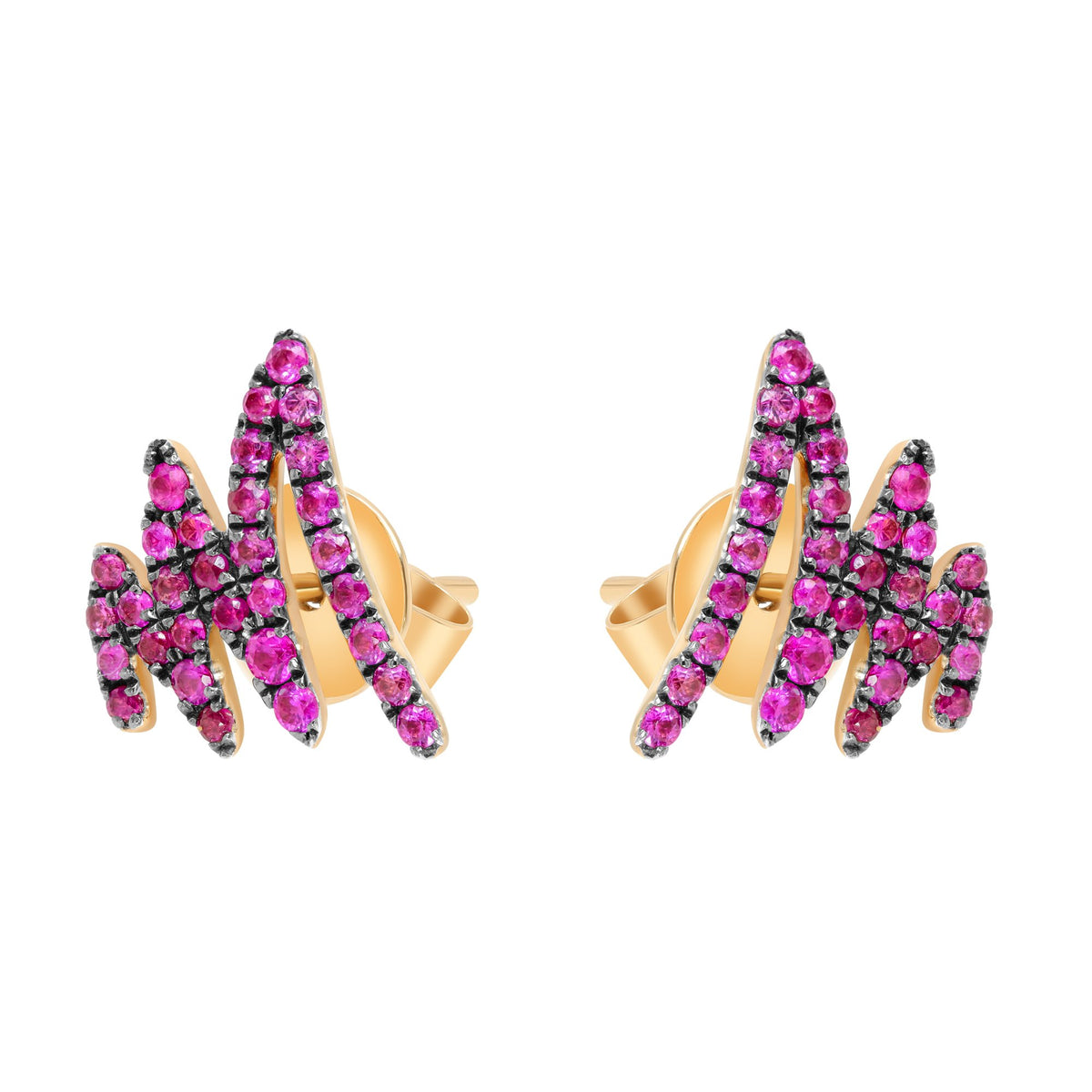 Khai Khai 18K Rose Gold Pink Sapphire Zig Zag Earrings