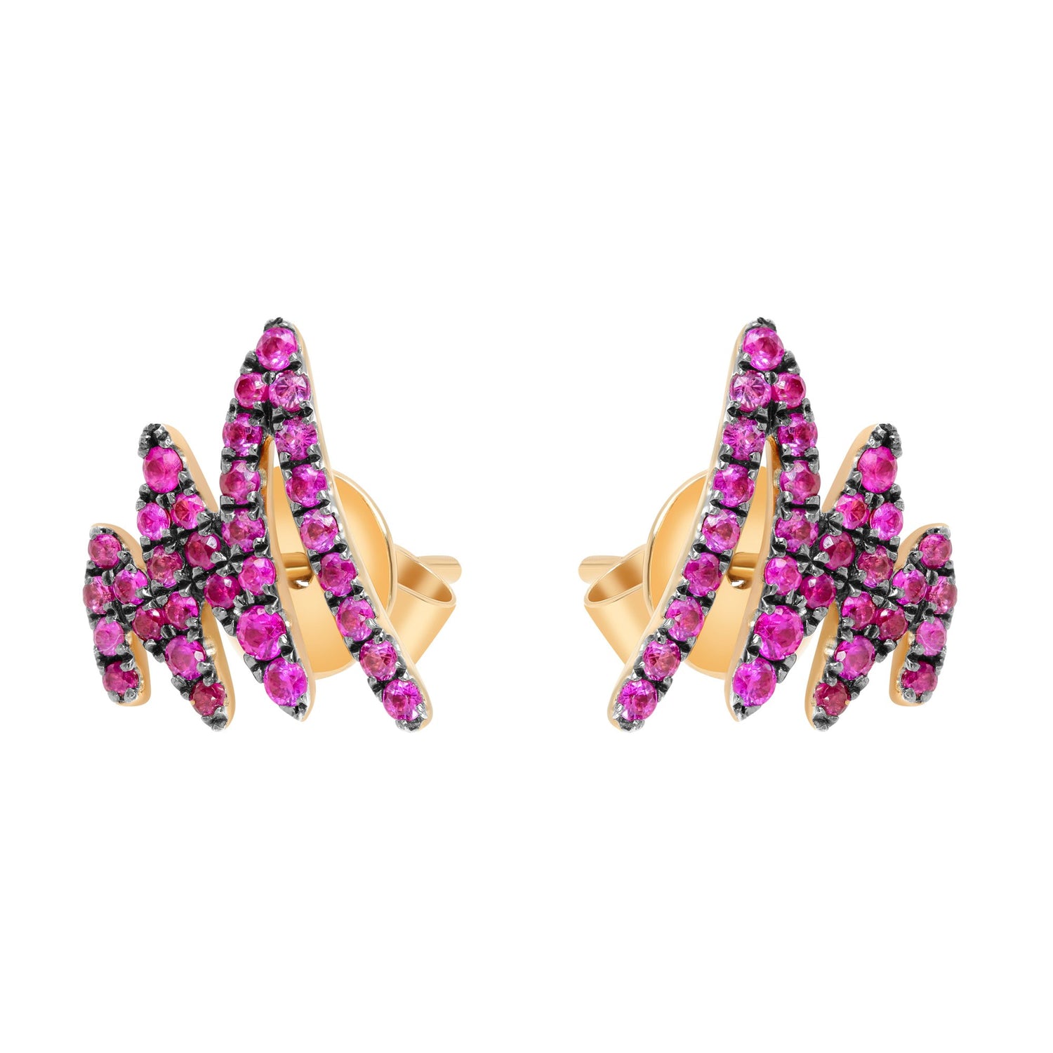 Khai Khai 18K Rose Gold Pink Sapphire Zig Zag Earrings