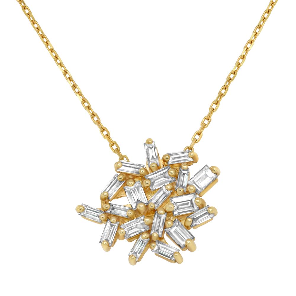 Suzanne Kalan 18K Yellow gold Baguette Diamond Firework Necklace