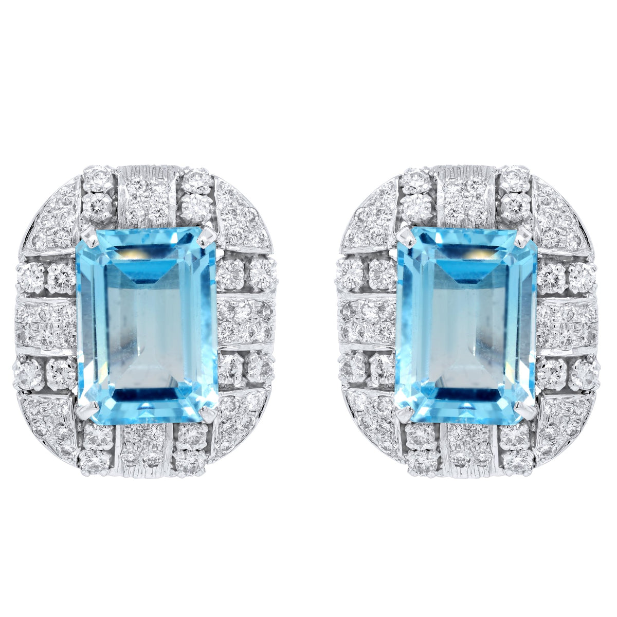 Jay Feder Platinum Diamond & Blue Topaz Earrings
