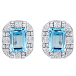 Jay Feder Platinum Diamond & Blue Topaz Earrings