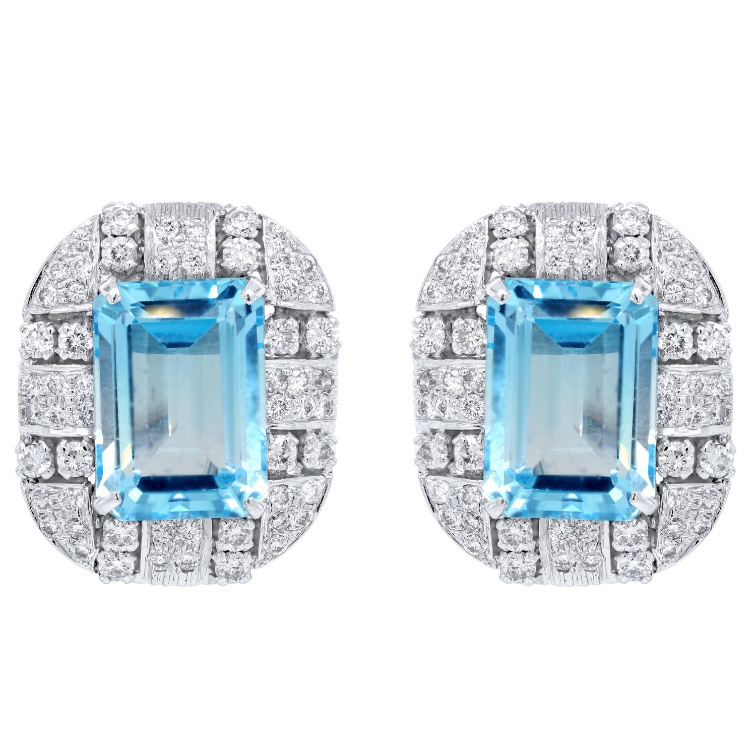 Jay Feder Platinum Diamond & Blue Topaz Earrings