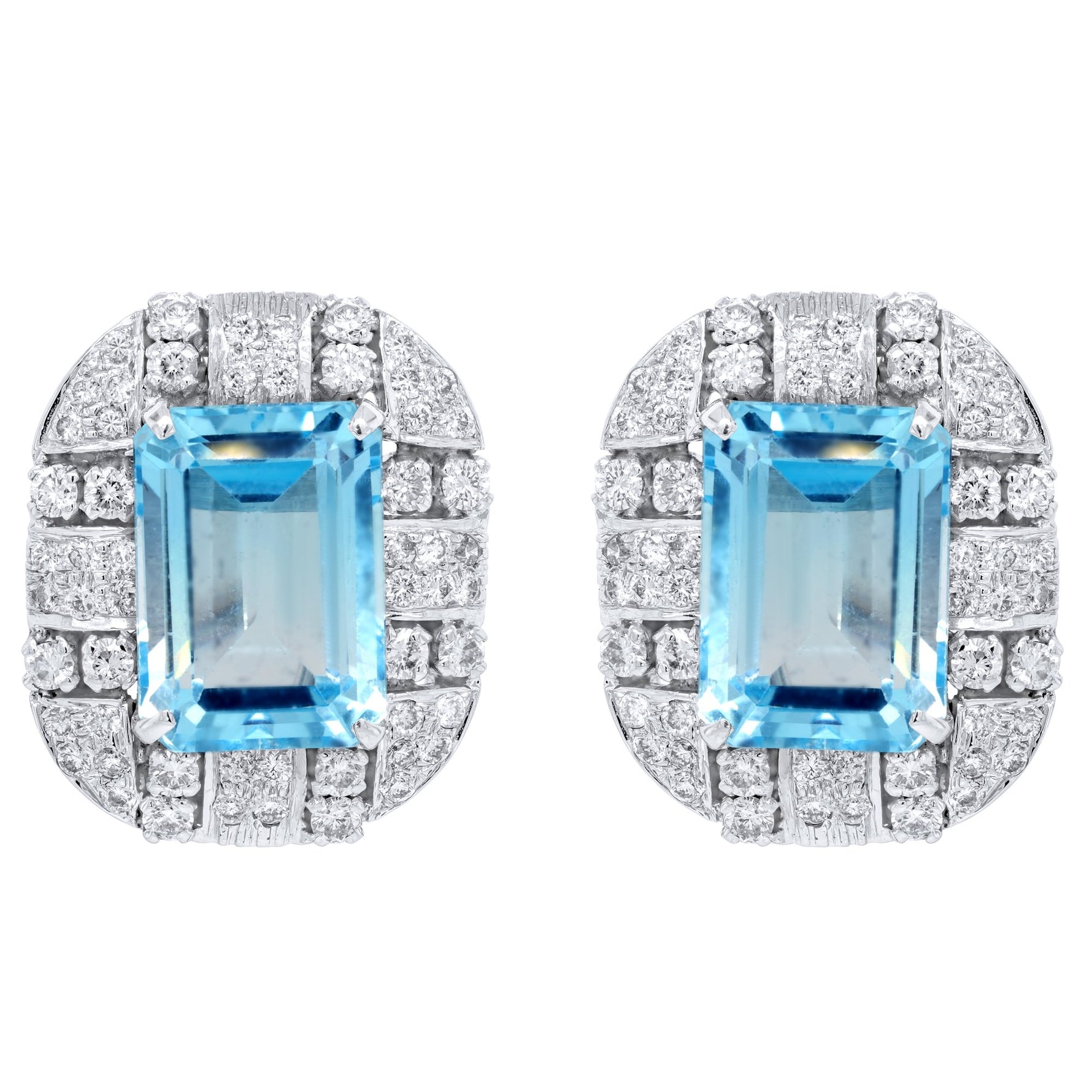 Jay Feder Platinum Diamond & Blue Topaz Earrings