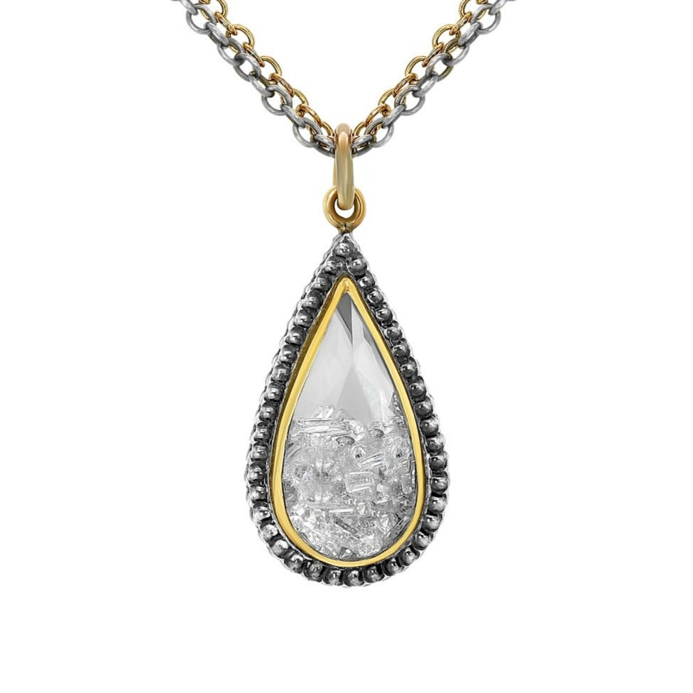 Moritz Glik 18K Yellow Gold Diamond White Sapphire Shaker Necklace