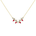 Khai Khai 18k Yellow Gold Ruby Diamond Jagged Paisley Necklace
