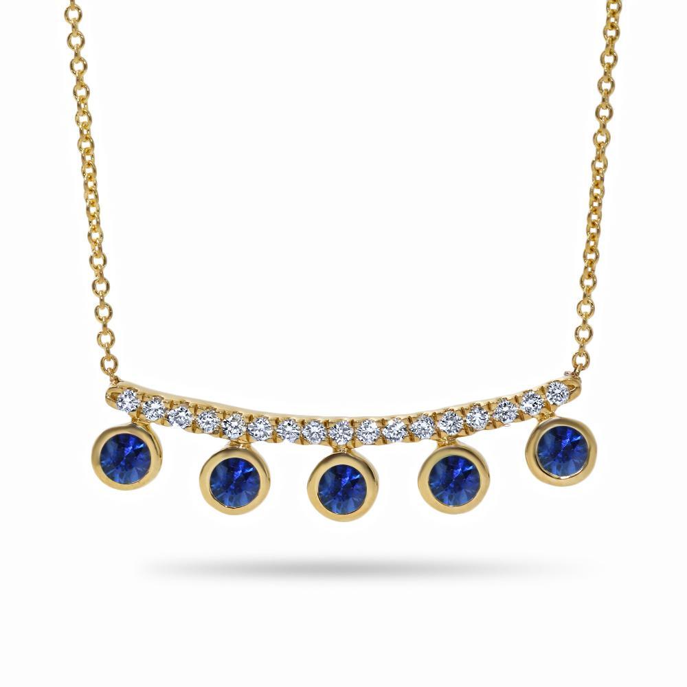 Khai Khai 18k yellow gold  Diamond Blue Sapph Crown Necklace