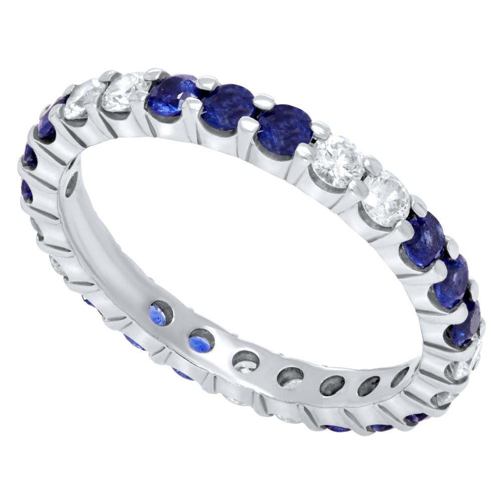 Jay Feder 18K White Gold Diamond Sapphire Eternity Band