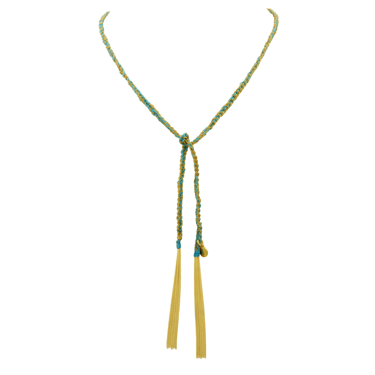 Jay Feder Silver Turquise Silk Lariat Necklace - Jay Feder Jewelers