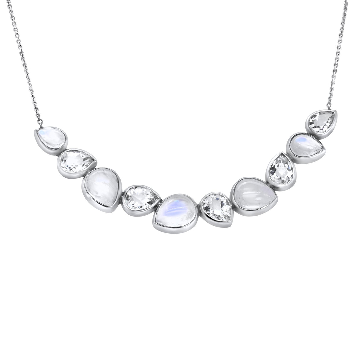 Anzie Sterling silver moonstone white quartz necklace