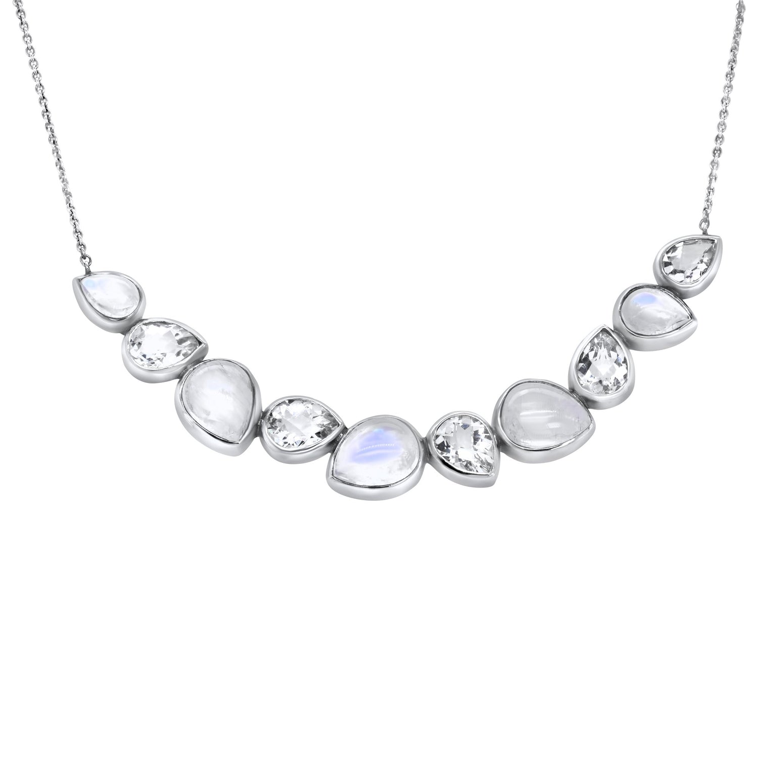 Anzie Sterling silver moonstone white quartz necklace